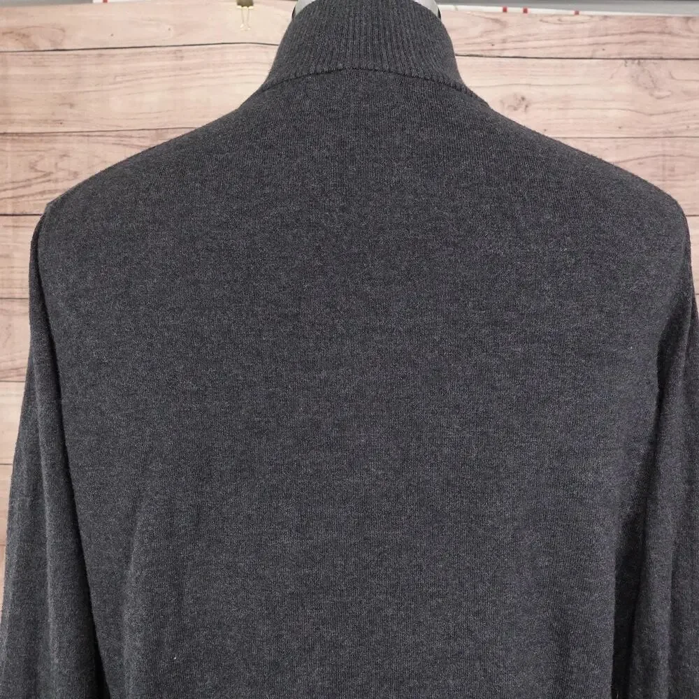 Banana Republic Sweater Mens Large Gray Snap Mock Neck Pullover Long Sleeve‎